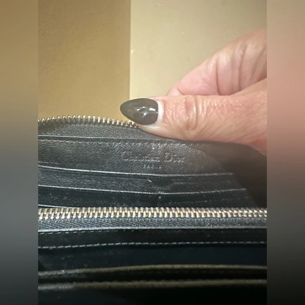 Dior Patent Black Trotter Long Zip Wallet
